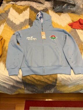MFM Light Blue Men’s Zip Up Hoodie Size S